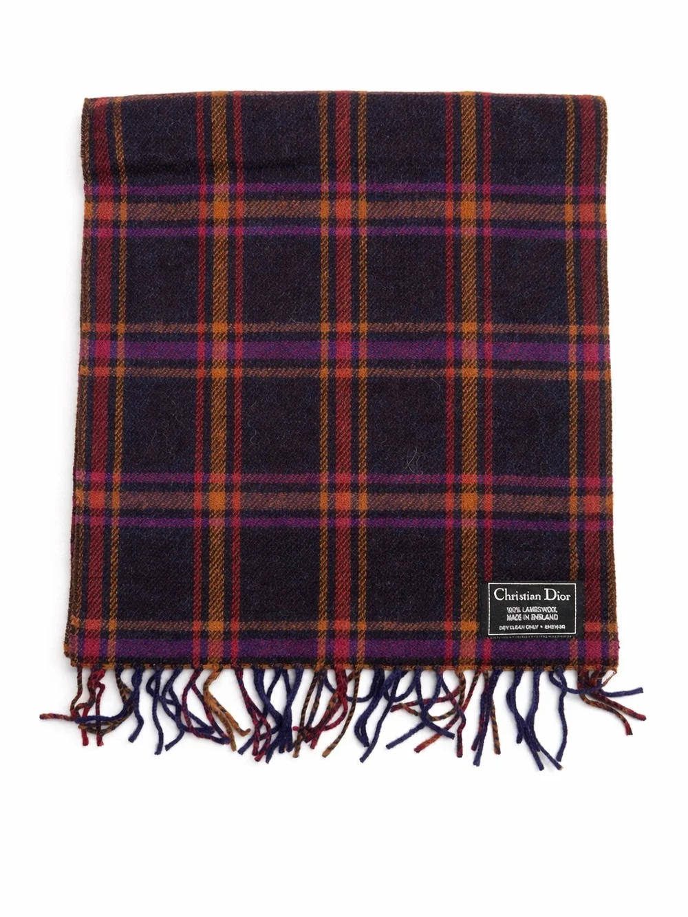 Vintage Christian Dior Lambswool Plaid Scarf